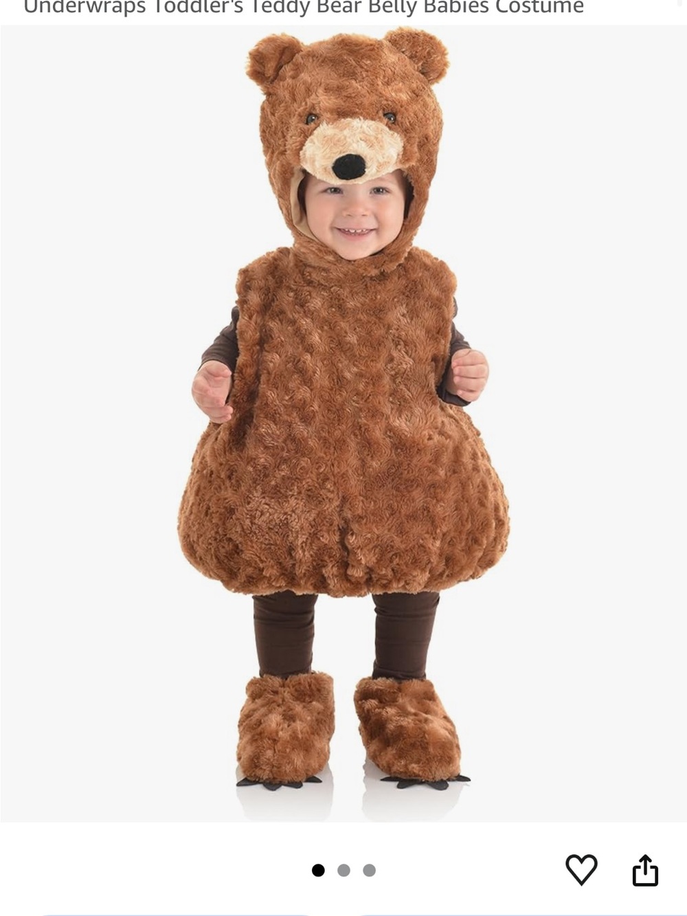 Toddler Brown Teddy Bear Costume Plush Tunic & Hood